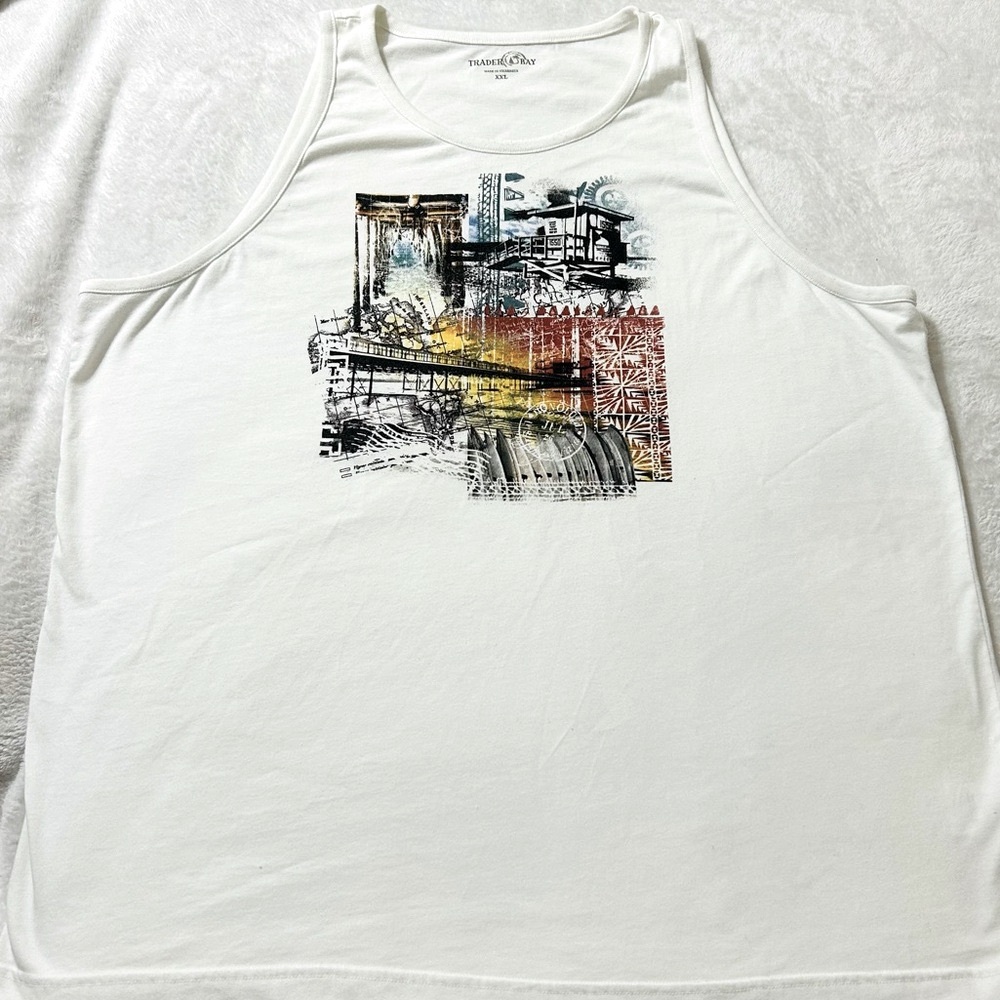 Trader Bay White Graphic Tank Top